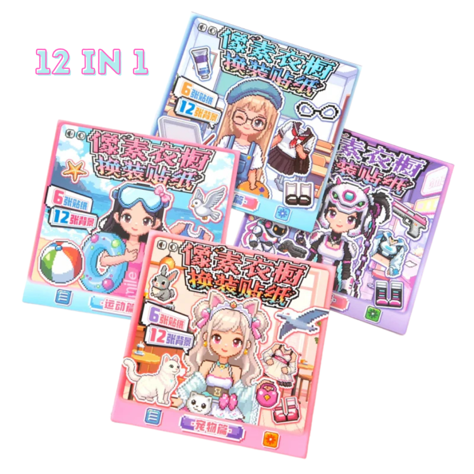 Pixel Dress Up Sticker Mini Booklet (12 in 1)