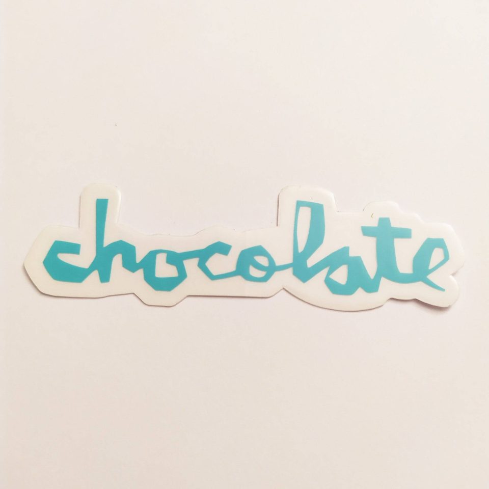 Chocolate Chunk Logo stickerdoll Sticker - Aqua - 8cm across approx
