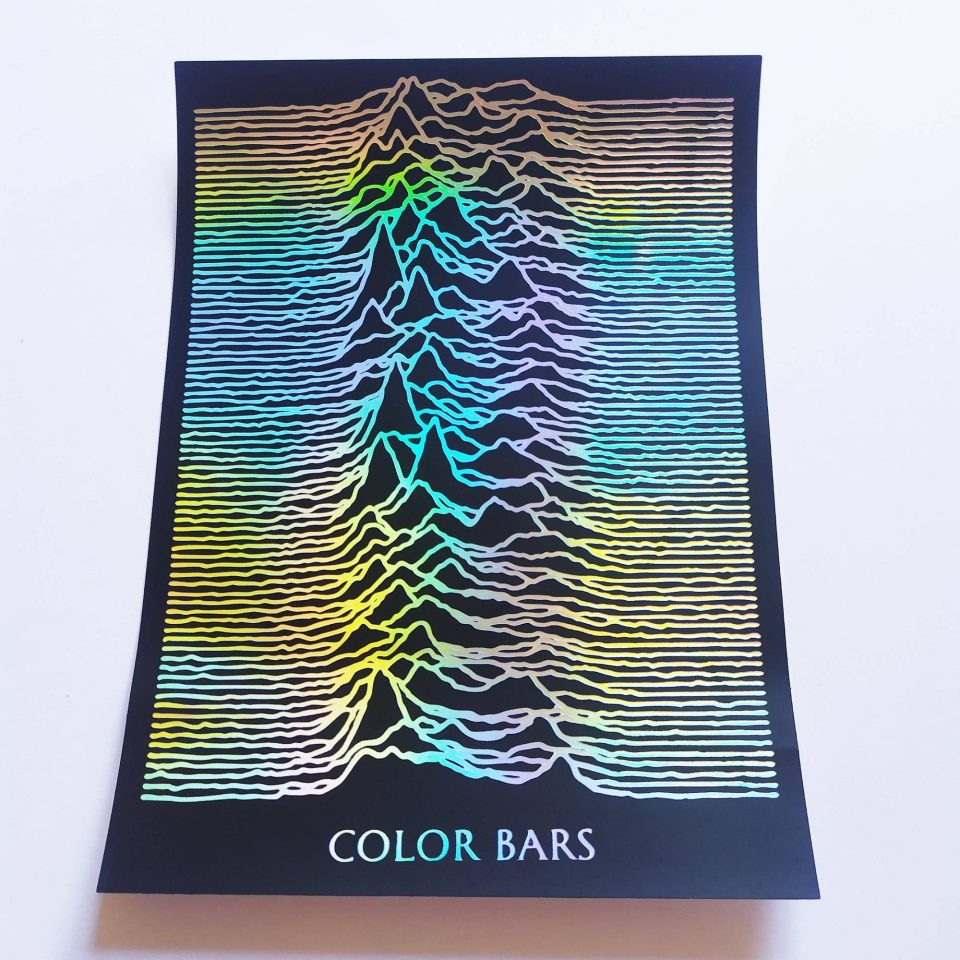 Color Bars X Joy Division Unknown Pleasures Black/Silver stickerdoll Sticker