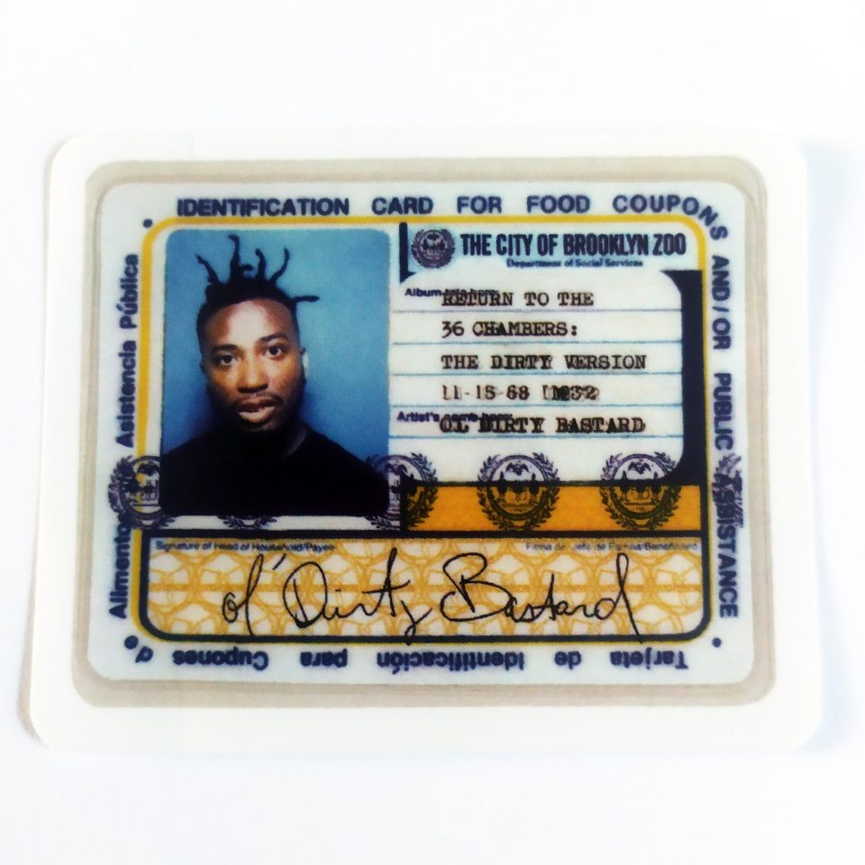 Color Bars X OL' DIRTY BASTARD™ I.D. Card Skate Sticker Large