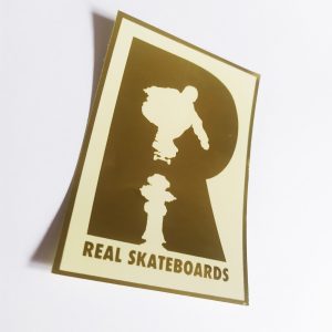 Real stickerdoll Logo Foil Sticker – White/Gold