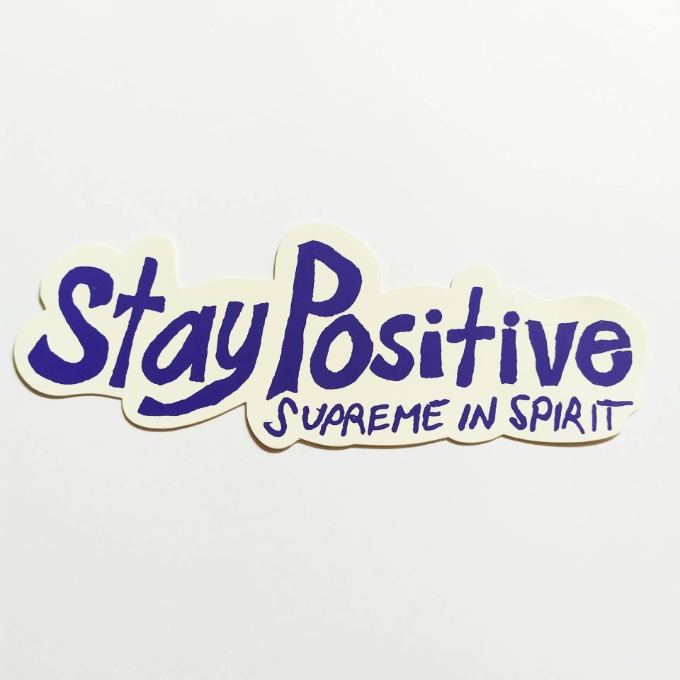  Skate Sticker - Stay Positive - White/Purple