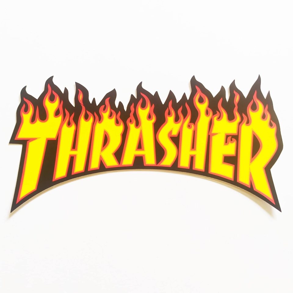 Thrasher Magazine stickerdoll Sticker - Flame Logo Black/Yellow